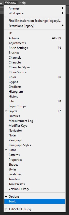 Display a tool on the Photoshop Toolbar instead of it being nested