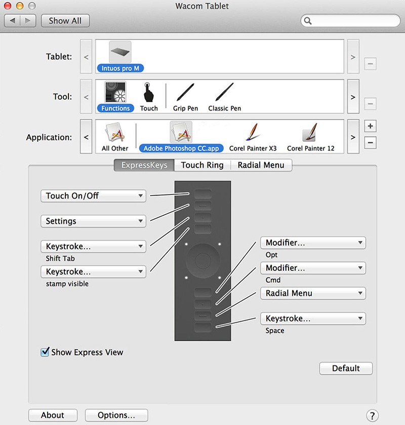 Express keys for keyboard shortcuts