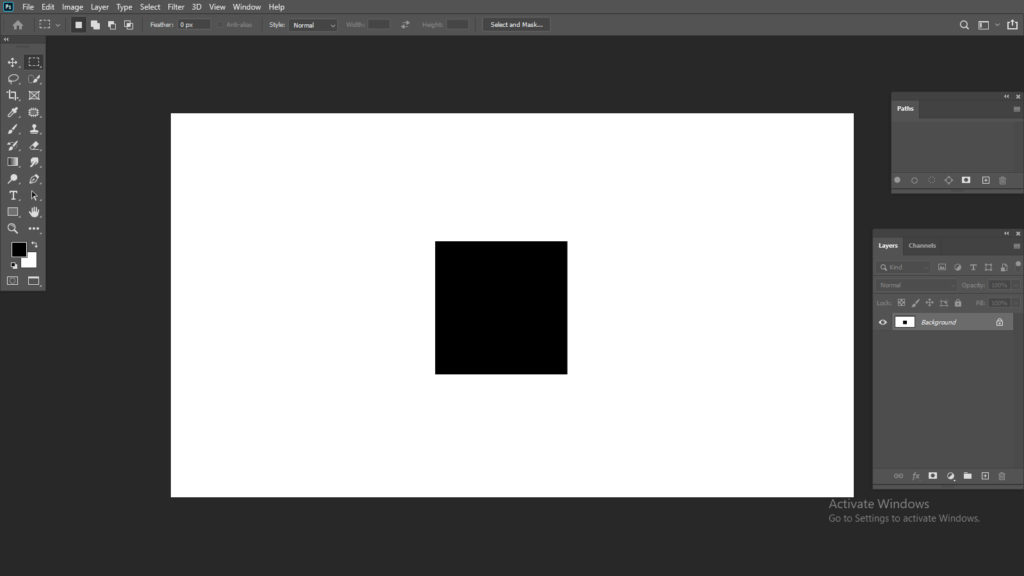 Black square brush in Photoshop