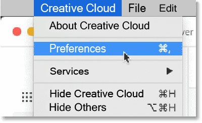 Open the Creative Cloud app’s Preferences