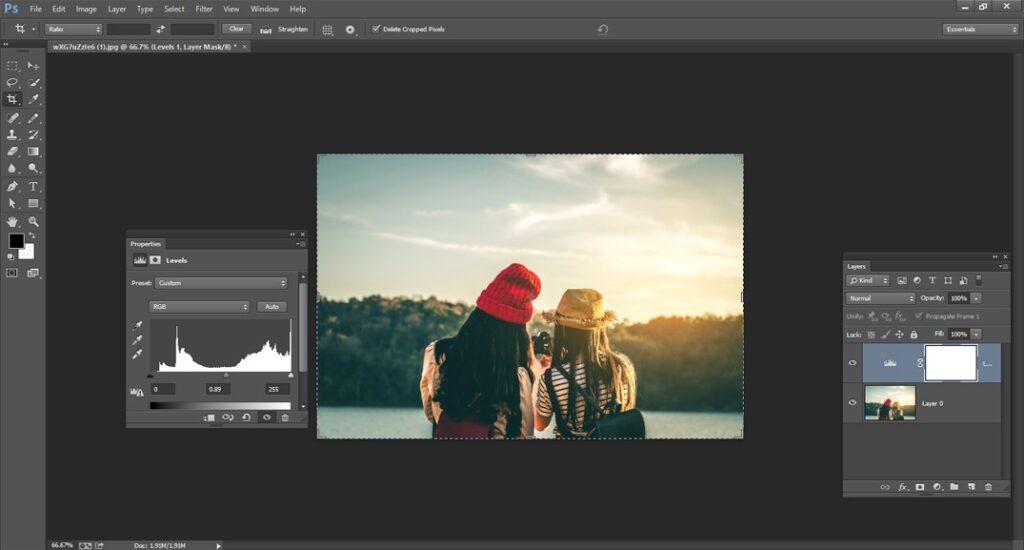 Reduce the saturation level to -100 by dragging the Saturation slider.