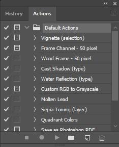 Actions panels for Photoshop