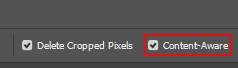 In the Options Bar, switch on Content Aware.