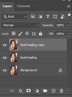 Now duplicate the spot healing layer