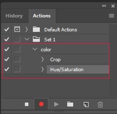 procedure of recording action in Photoshop