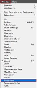 How can you gain the paragraph panel?