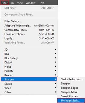 Select Unsharp mask filter