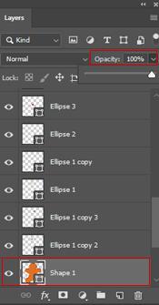 Set the opacity value of the shape layer